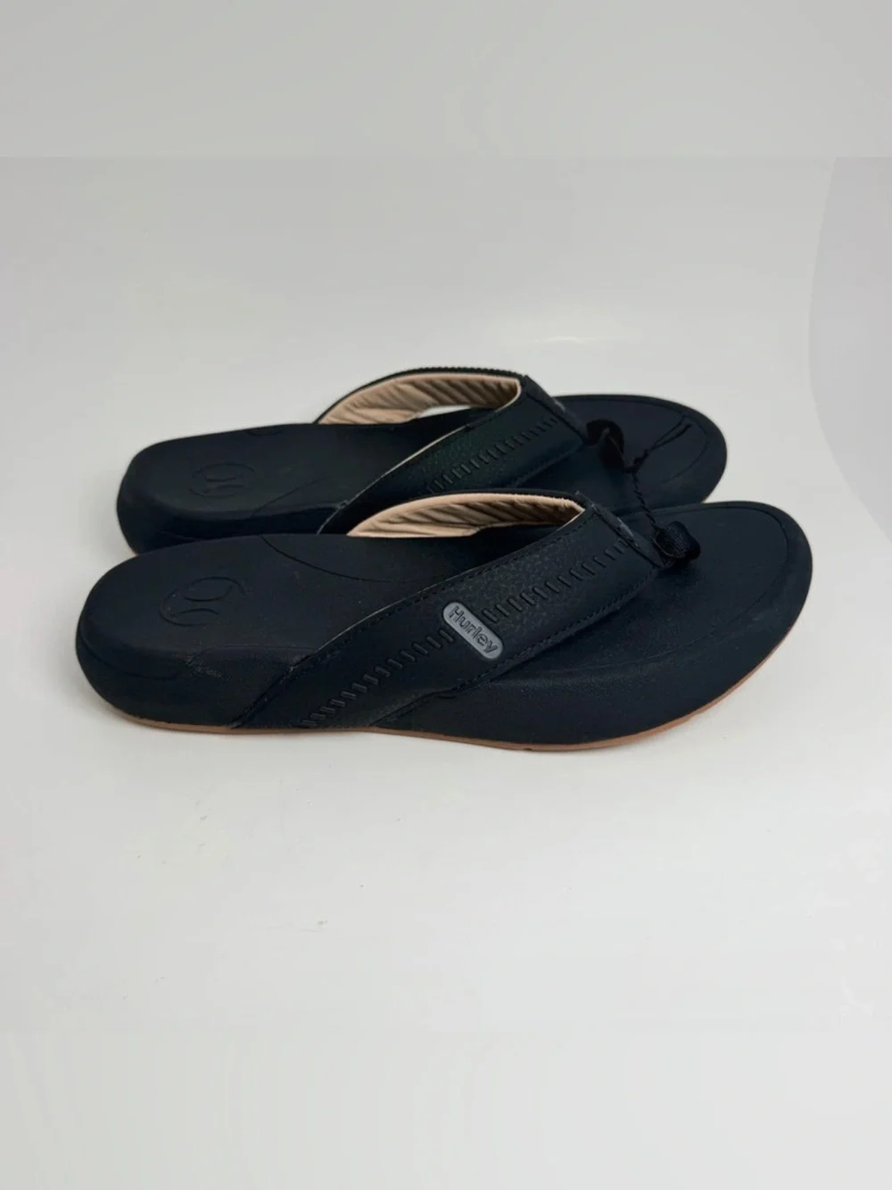 Hurley Black Women's Thong Sandals with Tan Outsole